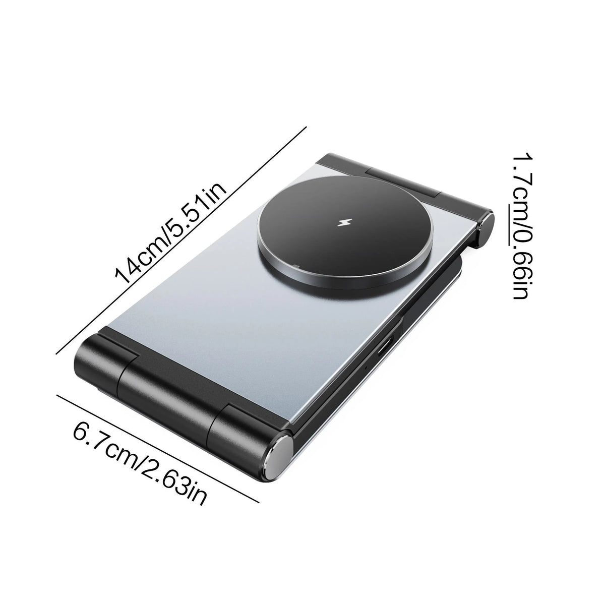 Magnetic Wireless Charging Station 3 in 1 Foldable - 15W Fast Charger Compatible with iPhone, Samsung, AirPods Pro, Aluminum Alloy Stand, Space-Saving for Home Office Travel Bedside Nightstand Desk, Easy to Carry
