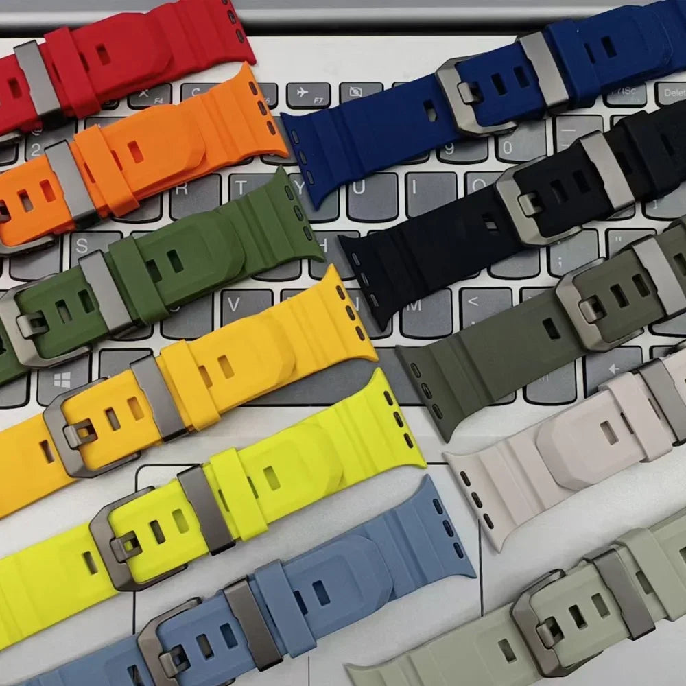 Trail Silicone Band for Apple Watch Ultra 4 3 2 49mm Strap 46mm 45mm 44mm Sport Bracelet iWatch Series 12 11 10 Ultra 9 8 7 SE3