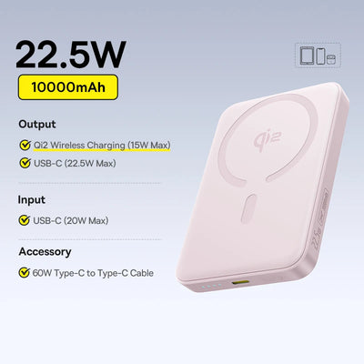 Baseus Qi2 Magnetic Power Bank 10000mah 15W Wireless Charging 22.5W Wired Charge Qi2-Certified for iPhone 16 15 14 13 12 Pro Max