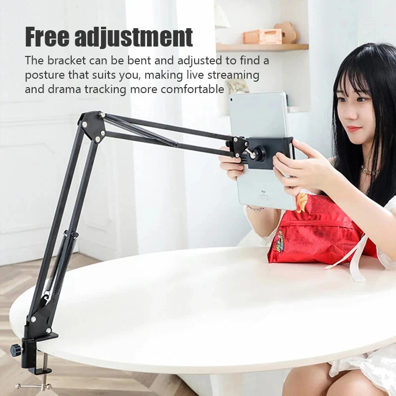 360 °   Adjustable Tablet Phone Stand Rotatable Long Arm Metal Holder for 4-11 Inch iPad iPhone Xiaomi Huawei Samsung