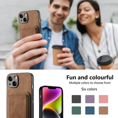 Vintage Leather Case with Detachable Magnetic Wallet Card Holder For iPhone 11 12 13 14 15 16 17 Pro Max Plus Protective Cover