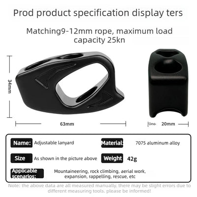 Adjustable Rope Gripper Self-locking Retarder Aluminum Alloy Climbing Hook Climbing Buckle for Rock Climbing and Mountaineering