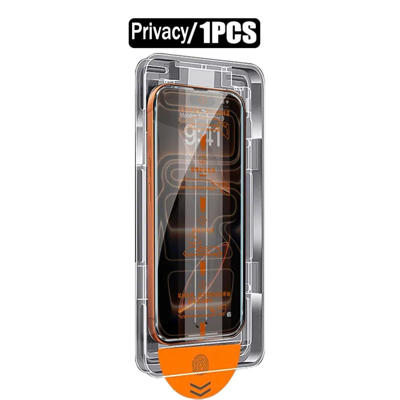 3-1Pcs Dust Free Installation Privacy Screen Protector For IPhone 17 16 14 11 12 13 15 Pro Max 16 Plus XR Air Anti-spy Glass Box