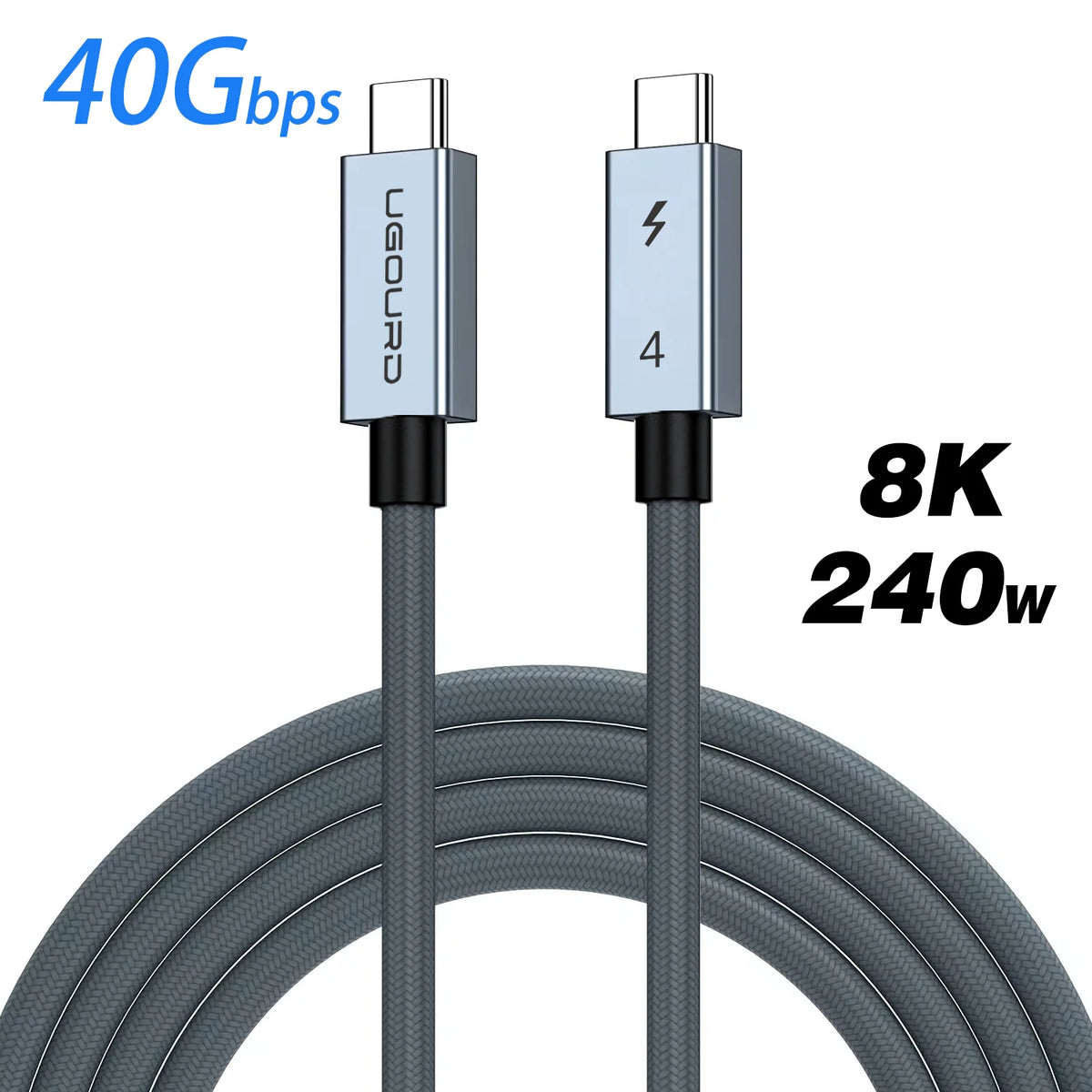 40Gbps Thunderbolt4 Type C 240W USB4 Fast Charging Cable 0.2m - 2m 3m Thunderbolt 3 USB C Data Transfer Cable 8K for MacBook Doc