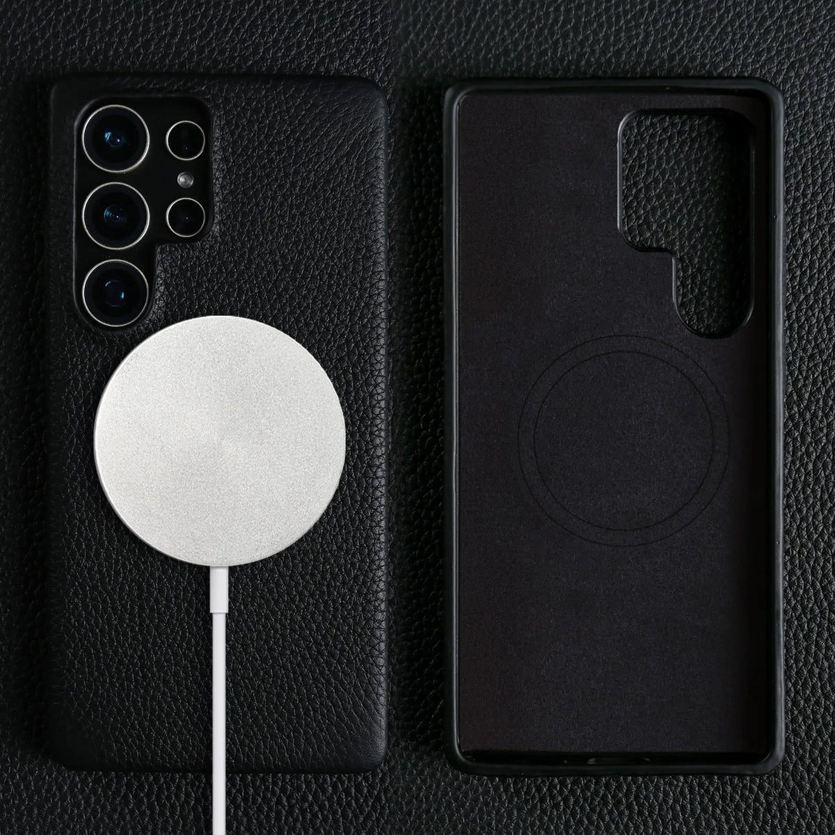 For Magsafe Case Samsung Galaxy S26 Ultra S25FE S23Plus S23Ultra S24 Premium Genuine Leather Cover Magnetic Cases Full Coverage