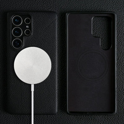 For Magsafe Case Samsung Galaxy S26 Ultra S25FE S23Plus S23Ultra S24 Premium Genuine Leather Cover Magnetic Cases Full Coverage