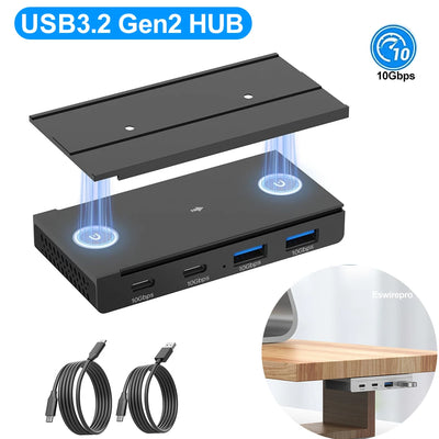 10Gbps USB HUB Desk Magnetic USB3.2 Splitter Adapter High Speed Data Transfer For MacBook Pro iMac Pro PC Laptops Accessories