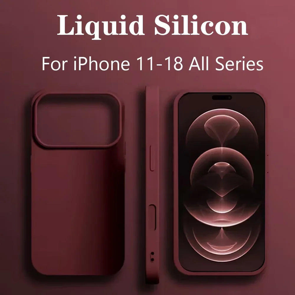 Case for iPhone 18 17 Pro Max Official Original Liquid Silicone Cases For iPhone 16 15 12 14 13 17 Pro Max Plus Shockproof Cover