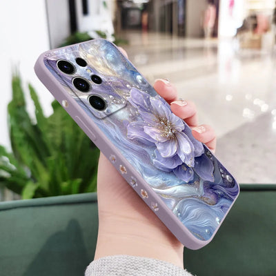 Pearlescent Flower Phone Case For Samsung Galaxy S25 S24 S23 S22 S21 S20 S10 S10E Ultra Plus FE Note 20 Ultra Plus Cover