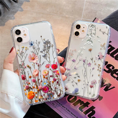 Flower Phone Case For iPhone 17 Case iPhone 15 13 14 18 11 12 16 Pro Max 7 8 Plus 13 Mini XR SE Soft Silicone Transparent Cover