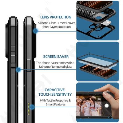 Case For iPhone 18 17 16 15 14 13 12 11 Pro Max XS XR Plus SE Metal Heavy Duty 360 Full Body Shockproof Armour Protective Cover