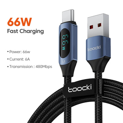 Toocki Type C to Type C Cable 100W PD Fast Charging Charger USB C to USB C Display Cable For iPhone Samsung Huawei OPPO ViVO