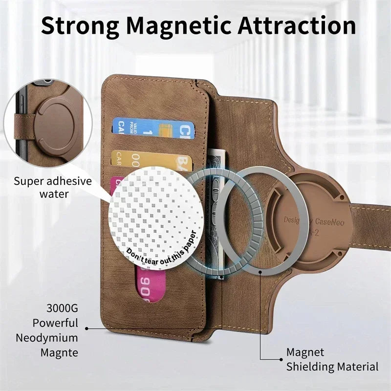 Magnetic 2 In 1 Detachable Flip Card Wallet Case For Magsafe Samsung Galaxy S26 S25 S24 S23 FE S22 S21 Ultra Note20 Plus A56 A36
