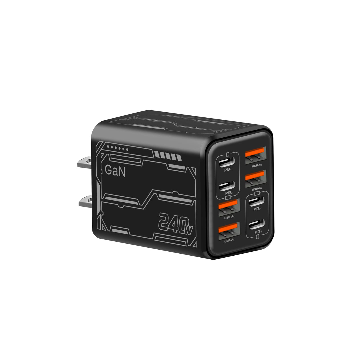 Lenovo 8‑in‑1 240W Multi-Port Charger 4USB 4Type C with PD Fast Charging Charging Station for Smartphone Universal EU US UK Plug