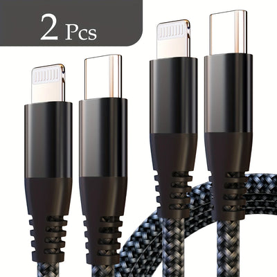 2Pack Type C to Lightning Fast Charging Data Cable MFI Certified 20W Nylon Braided Cable for IPhone14 14Pro 14Plus 13 12 11 X