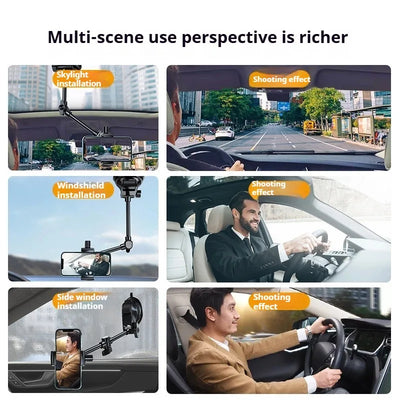 Eary Car Phone Mount Dashboard Windshield Holder With Strong Suction Cup Adjustable Arm 360°Rotation Car Bracket for All Phones