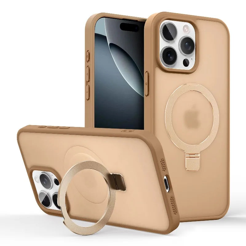 Shockproof Magnetic Kickstand Matte Case For iPhone 16 15 14 Plus 13 12 11 Pro Max Case With Holder Stand Cover for Magsafe