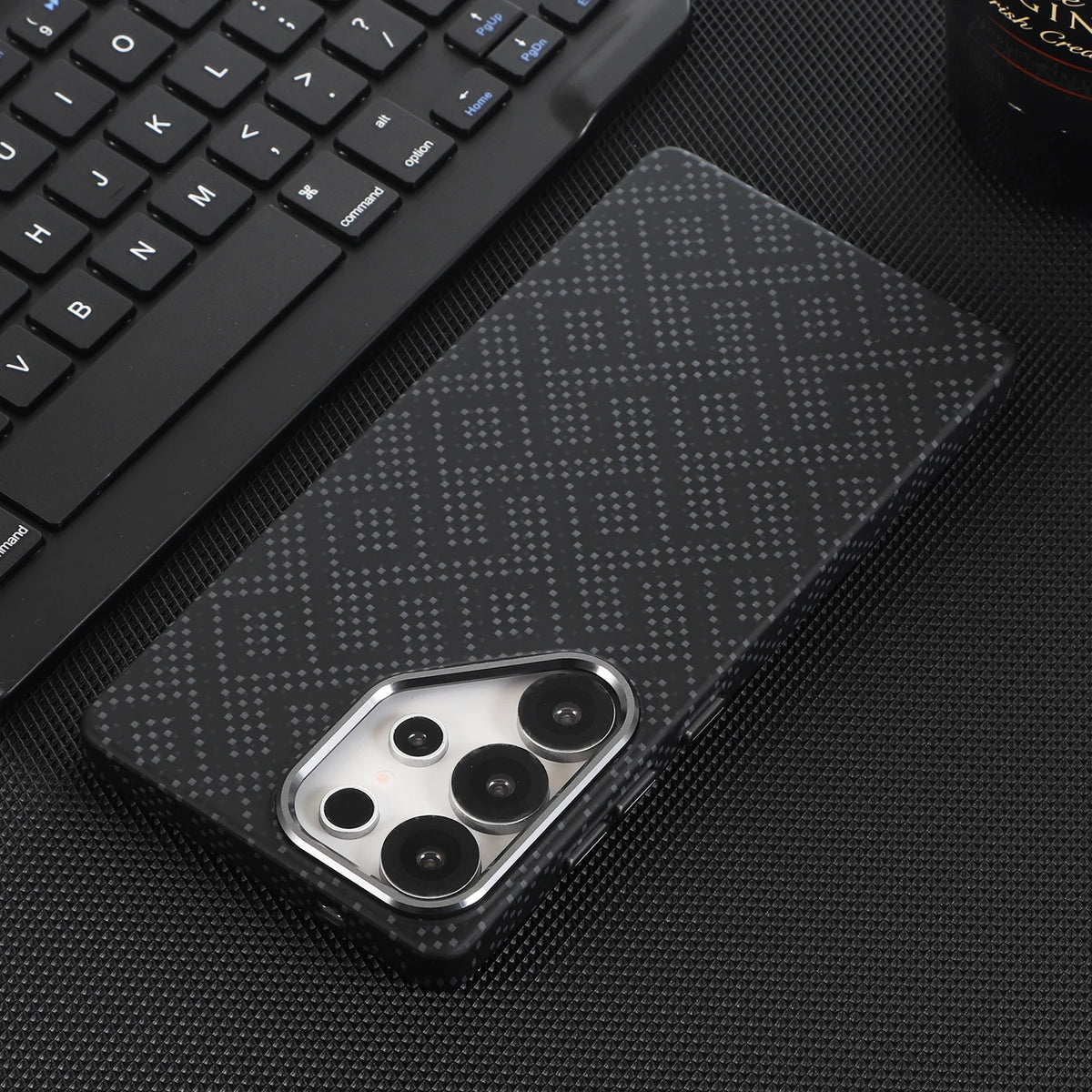 Luxury Kevlar Aramid Fiber Case For Samsung Galaxy S22 S23 S24 S25 S26 Ultra Plus Magnetic Carbon Fiber Phone Cover For S26 Plus