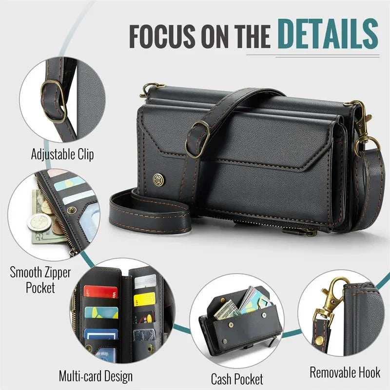 Crossbody Lanyard Wallet Case for Samsung Galaxy S26 S25 S24 Ultra S23 FE S22 Plus A17 A37 A57 A16 A36 A56 A15 A35 A55 Cover