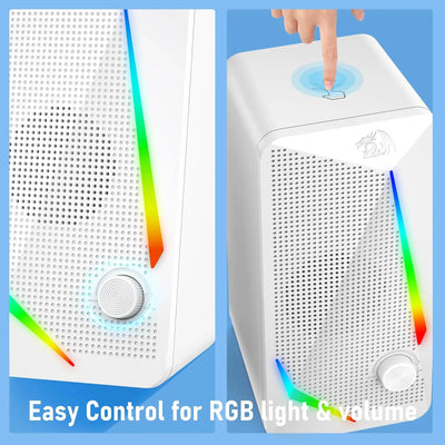 Redragon GS510 RGB Desktop Speakers, 2.0 Channel PC Computer Speaker with 4 Colorful LED Backlight Modes