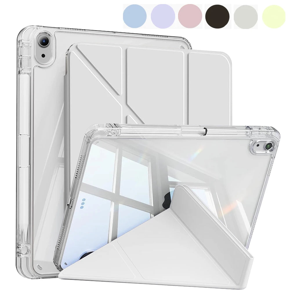 Case for iPad 5th 6th 7th 8th 9th 10th 11th Air 4 5 6 7 Mini 6 7 Case with Pencil Holder, Mutil Angles Folding Y-Shaped Stand Co