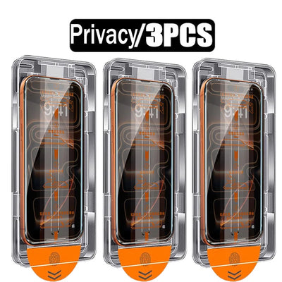 3-1Pcs Dust Free Installation Privacy Screen Protector For IPhone 17 16 14 11 12 13 15 Pro Max 16 Plus XR Air Anti-spy Glass Box