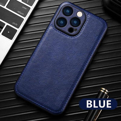 Luxury Solid Color Leather Bumper Soft Phone Case For iPhone 16 Pro Max 14 11 12 13 15 Pro Max Camera Lens Protection Back Cover