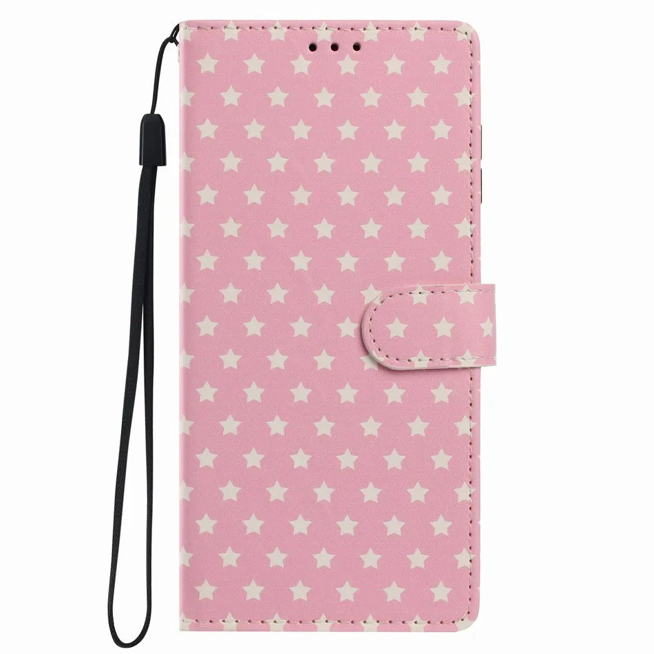 Cute Stars Case For Apple iPhone 6Plus 17E 17 16E 16 14 Plus 13 12 Mini 15 Pro Max Cash Wallet Card Storage Phone Back Cover