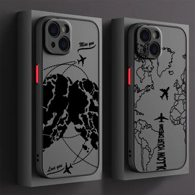 Airplane World Travel Case for iPhone 17 Pro Max XS XR 7 8 SE 12 13 Mini Air 15 11 16 Plus 14 Funda Back Phone Cover