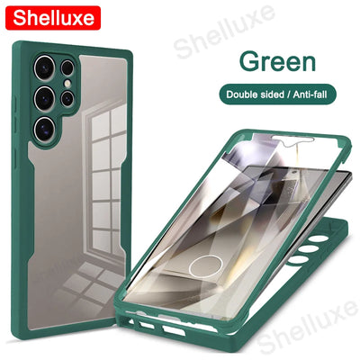 360 Full Body Front+Back Case Shelluxe For Samsung Galaxy S26 S25 Edge S24 S23 Ultra S22 Plus S21 FE Silicone Double Sided Cover