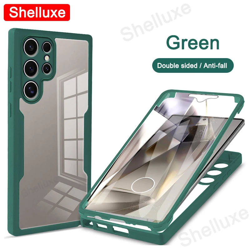 360 Full Body Front+Back Case Shelluxe For Samsung Galaxy S26 S25 Edge S24 S23 Ultra S22 Plus S21 FE Silicone Double Sided Cover