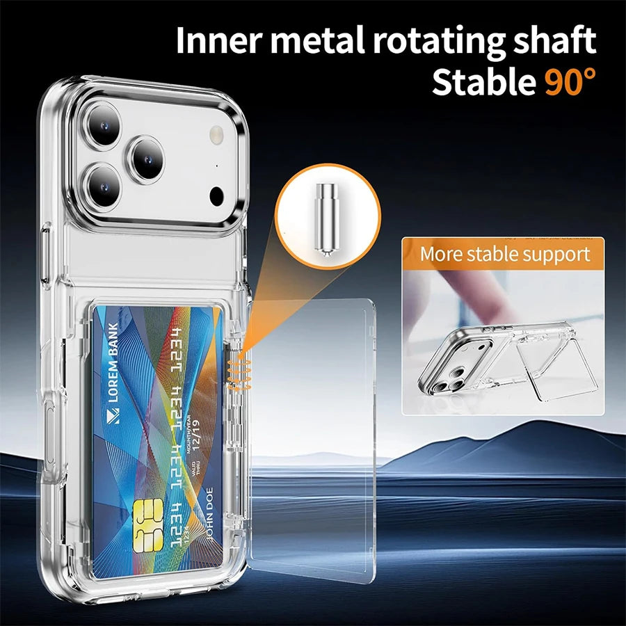Clear Card Slot Phone Case - Soft Protective Wallet Case with Bank Card Sleeve for iPhone 18,17,16,15,14,13,12,11,XR/Air/Plus/Pro/Pro Max Series, With Full-Body Double Protection.