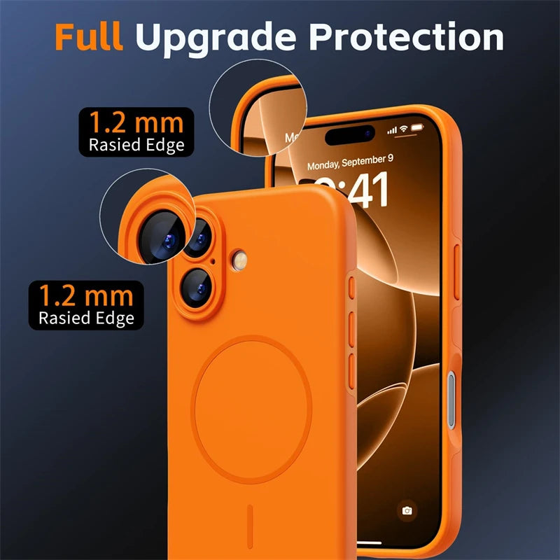 Orange for IPhone17 Silicone Soft Magnetic Case for IPhone 17 Air 16 15 14 13 12 18 Pro Max Plus 17Pro for Magsafe Phone Cover