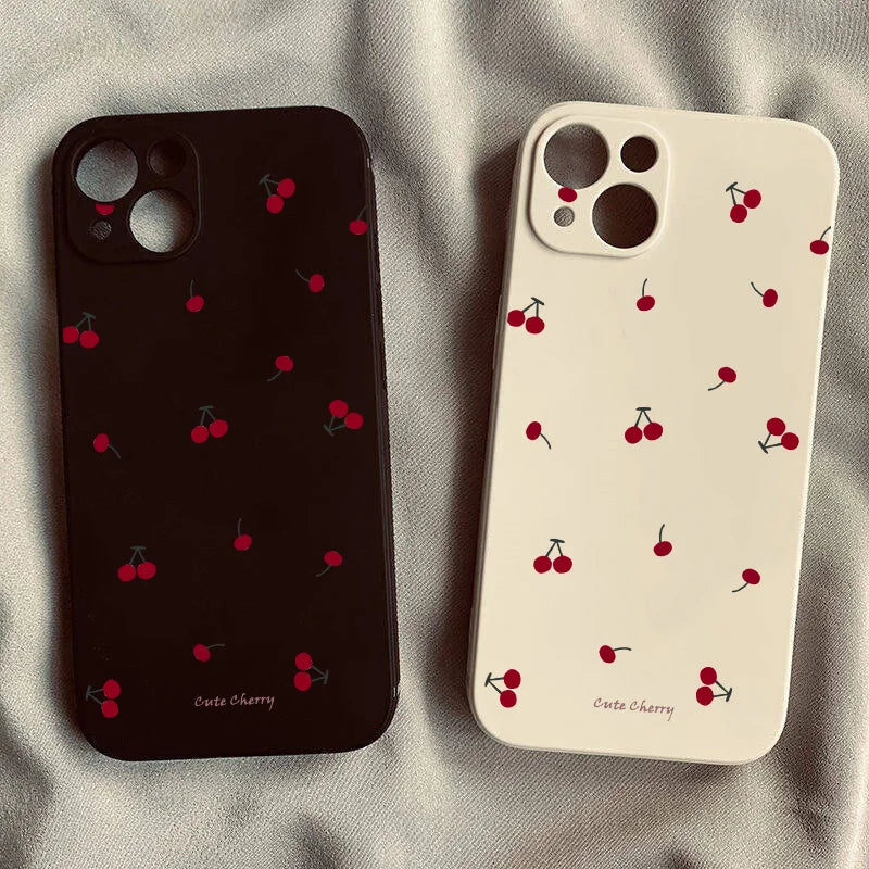 Cute Cherry Phone Case For iPhone 17 16 15 14 13 12 11 Pro Max Mini SE 7 8 Plus 17E Shockproof Non-Slip Soft Cover Shell Fundas