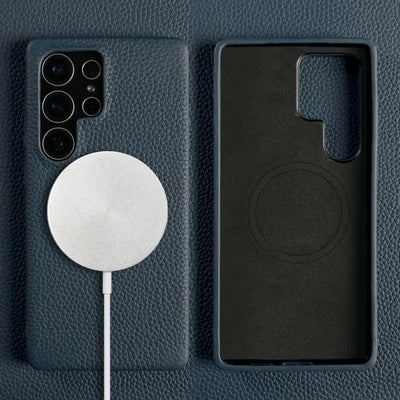 For Magsafe Case Samsung Galaxy S26 Ultra S25FE S23Plus S23Ultra S24 Premium Genuine Leather Cover Magnetic Cases Full Coverage