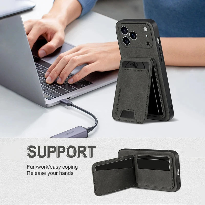 Two-Piece Set（Phone case and card holder）Luxury Synthetic Leather Card Holder Phone Case，Applicable iPhone 17 16 E 15 13 14 Pro