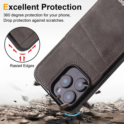 Premium Business Leather Case For iPhone 17 16 15 14 13 12 11 18 Pro Max Plus 17e16e 13Mini Magnetic Flip Wallet Card Solt Cover