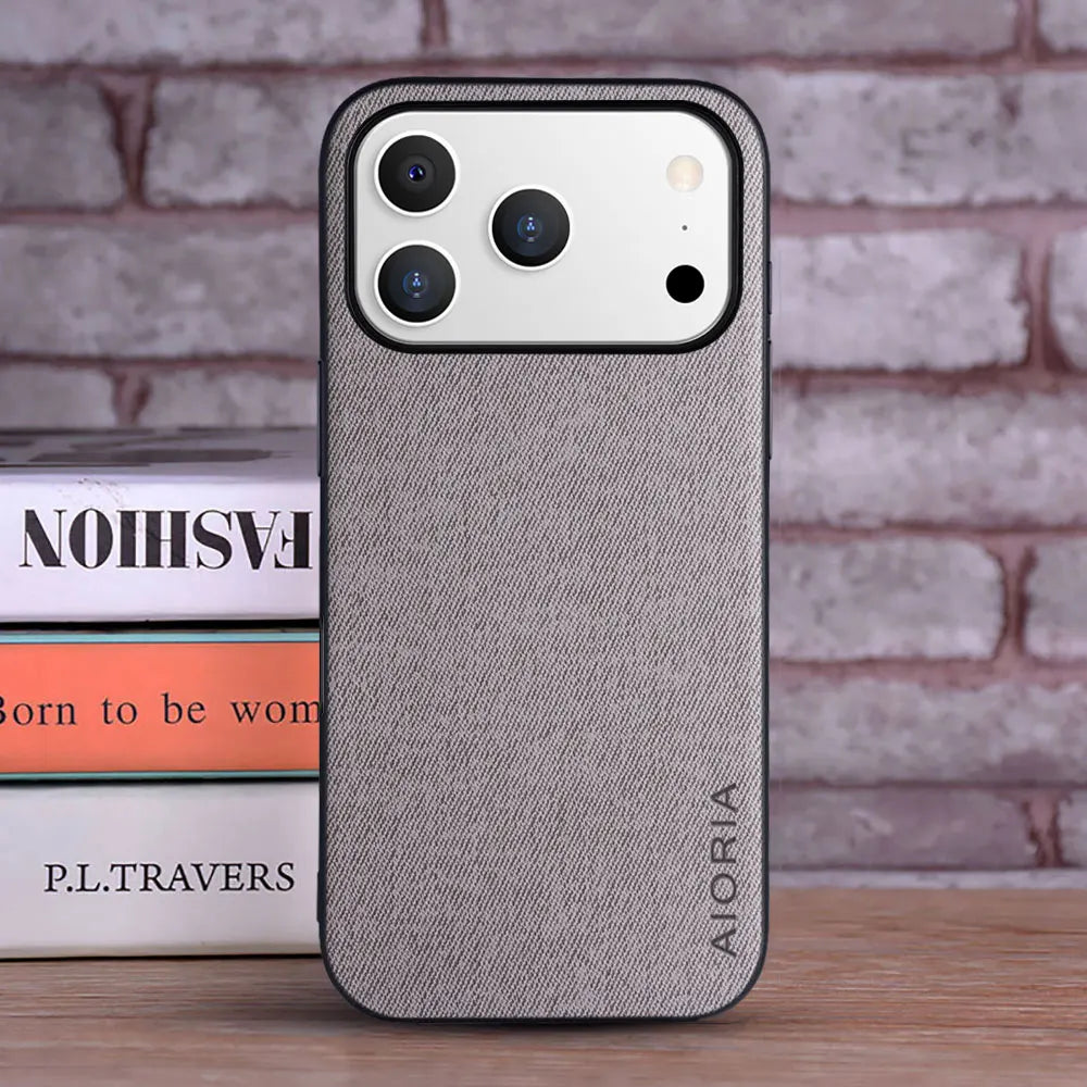 Case For iPhone 17 Pro Max 17 Air Coque Luxury Textile Leather Cover Fashion Phone Funda for iphone 17 pro max case capa