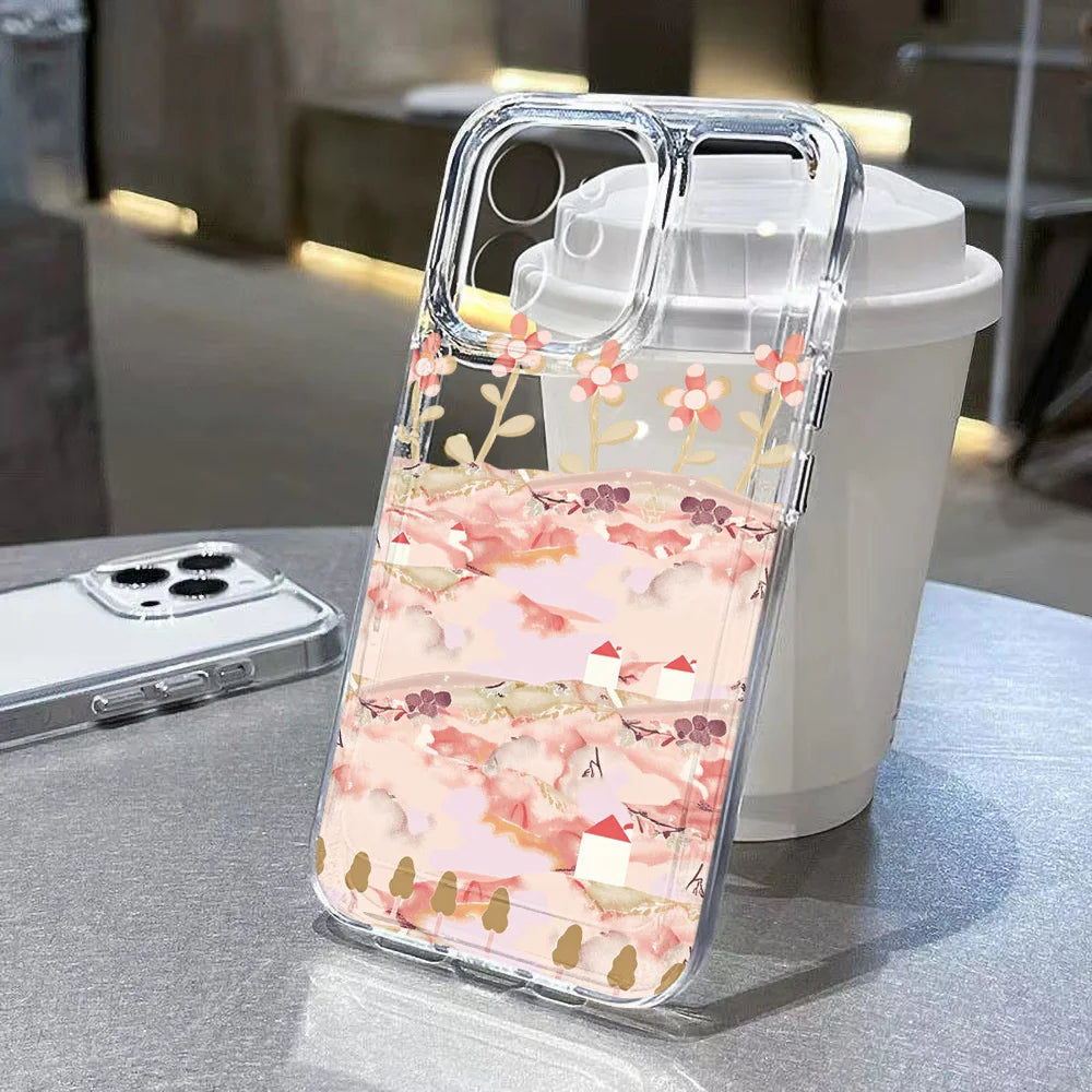 Lotus Flower Transparent Phone Case For iPhone 17 13 16 Pro 18 15 11 12 14 Pro Max 7 8 Plus Air 16e XR SE Shockproof Cover Coque