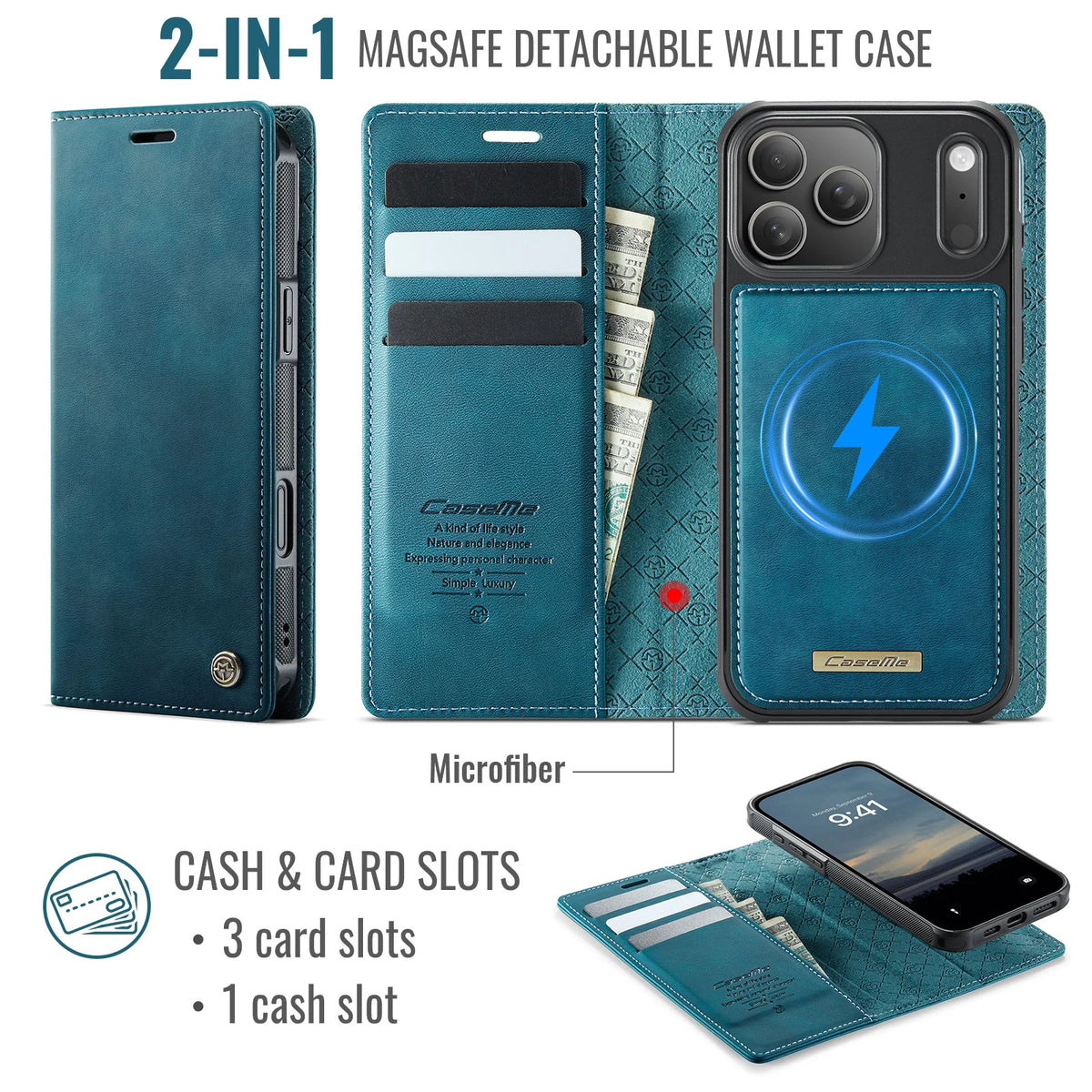 High Quality 2-in-1 Detachable Wallet Leather Magsafe Case For iPhone 17 16 15 14 Plus 13 12 11 18 Pro Max Luxury Magnetic Flip