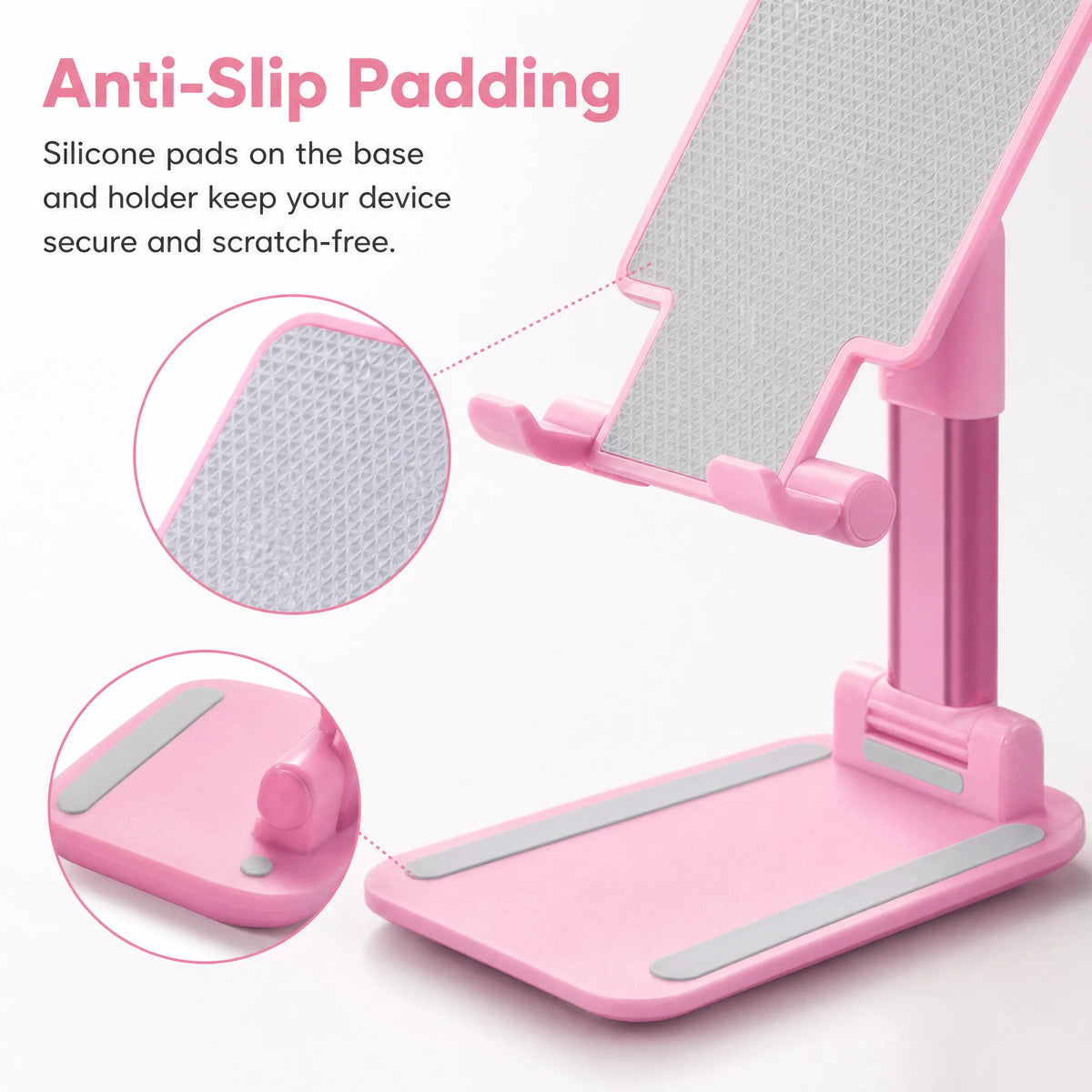 1pcs Foldable Adjustable Phone Stand, Portable Desktop Cell Phone Holder, Angle Height Adjustable Stable Mobile Phone Mount for Smartphone Tablet Home Office Travel