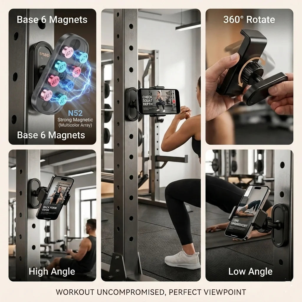 Magnetic Phone Holder 360° Adjustable Golf Cart Gym Equipment Stand For Phone Universal Lazy Mobile Phone Stand
