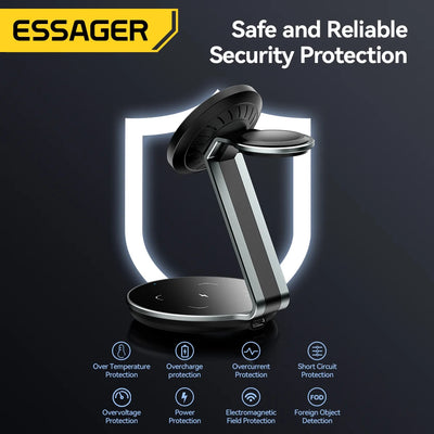 Essager 3 in 1 Magnetic Wireless Charger Bracket for Apple Watch Airpods 15W Fast Charge Dock Station for iPhone 15 14 13 12 Pro