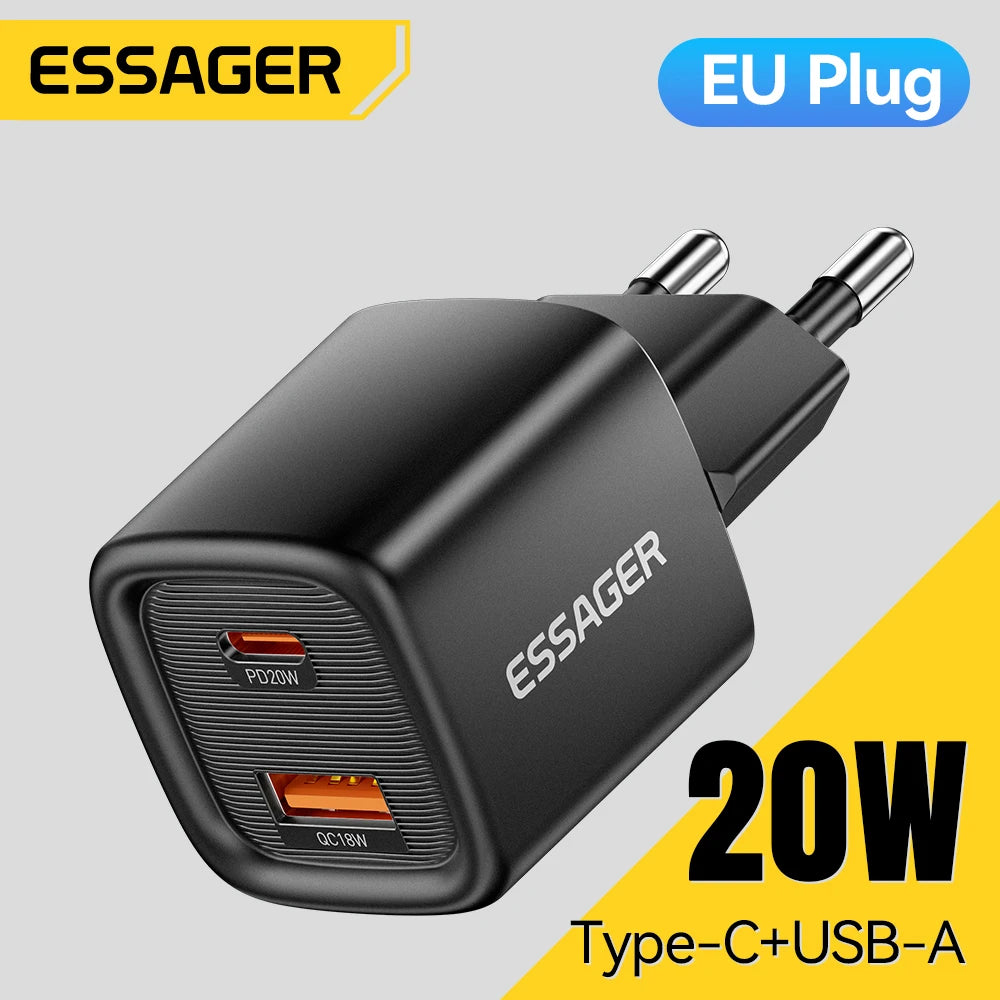 Essager 20W USB C Charger Portable Type C Charger Support PD Fast Charging For iPhone 16 15 14 13 12 11 Pro Max 8 Quick Charger