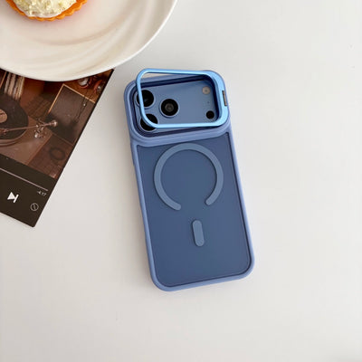 Metal Lens Stand Magnetic For Magsafe Case For iPhone 18 17 Air 16 15 14 13 12 Mini 11 Pro Max Plus Matte Wireless Charge Cover