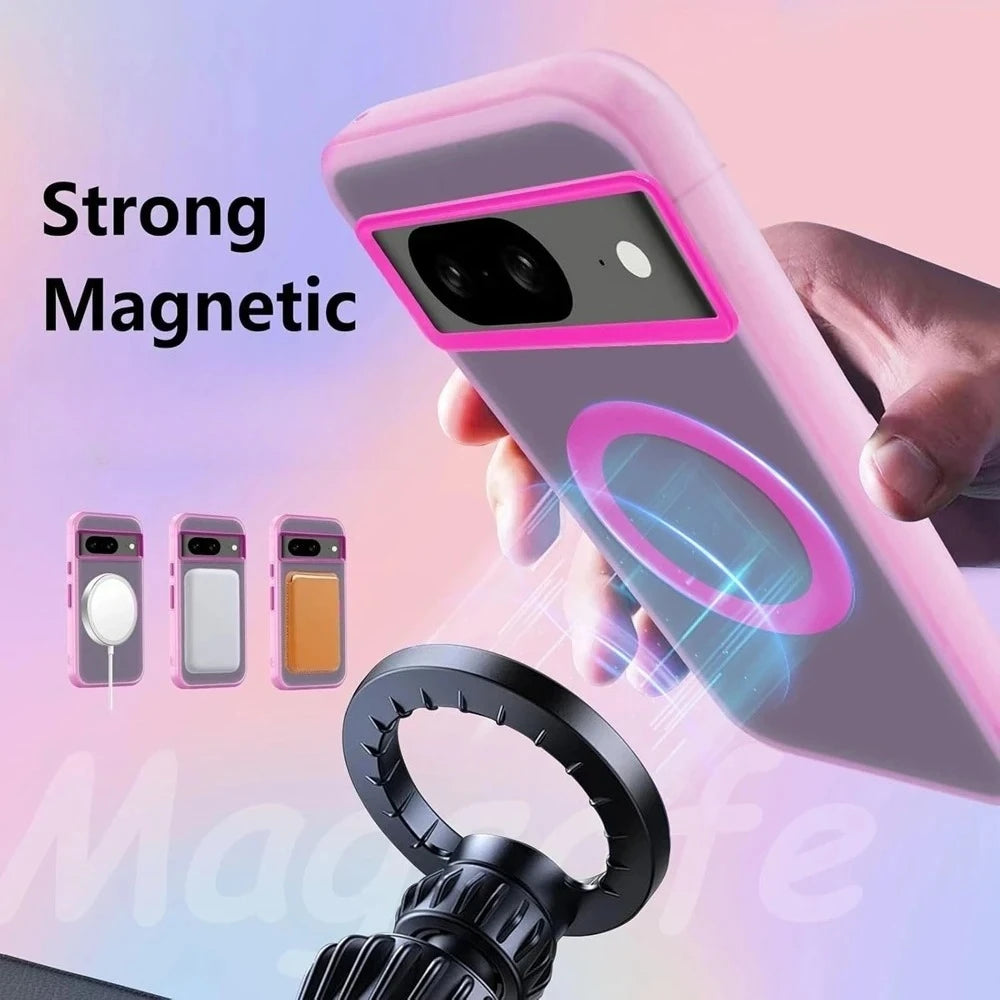 For Google Pixel 9A 9 Pro XL Case Cute Translucent Color Matte for Magnetic Shockproof Cover for Google 8A 8 10 Pro XL