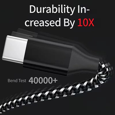 6-Pack Braided USB-C Cable Fast Charging 3.3FT/1m Durable USB a to Type C Data Cable for iPhone 18/15/16/17 Samsung Galaxy Series Tablets Black