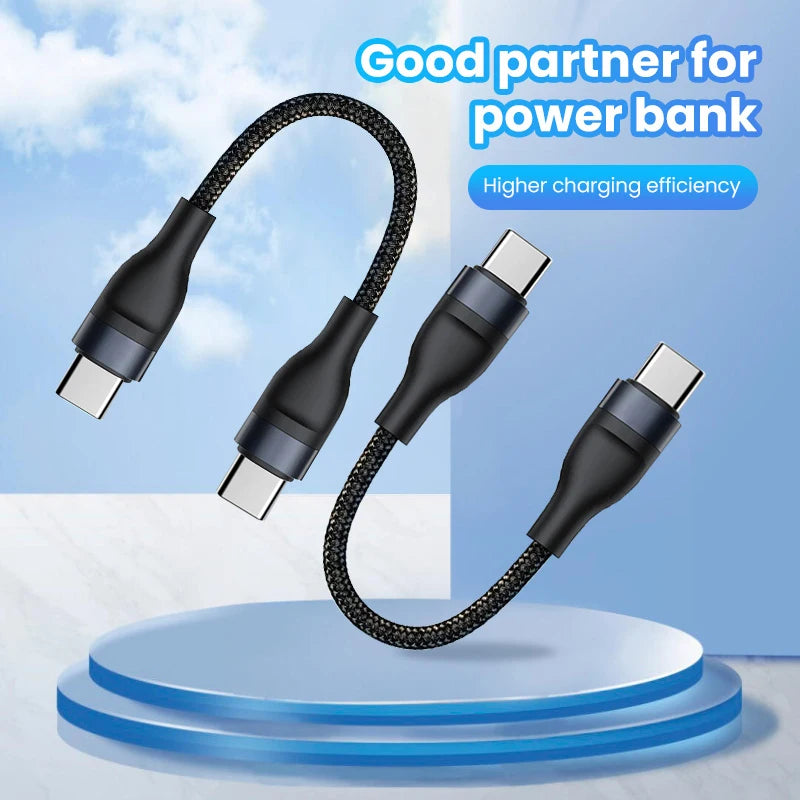 66w Type-C Cable 25cm USB C to Type-C / Lightning Fast Charging Short Wire For iPhone Xiaomi Huawei Samsung Oneplus Cellphones