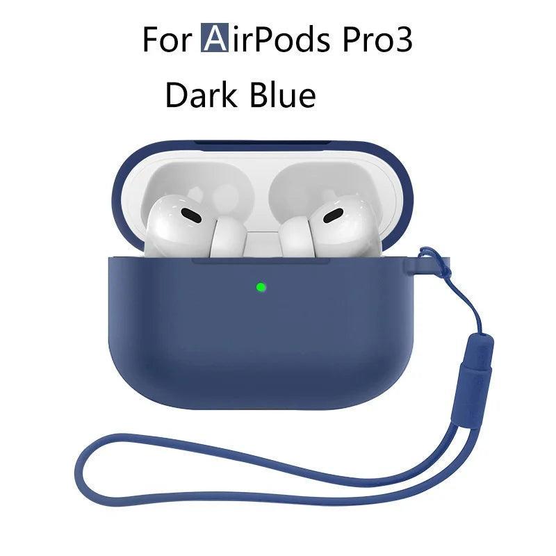 for AirPods Pro 3 2025 New Case Full Protective Soft Silicone Shockproof Case with Keychain for AirPods Pro 3 Case for Men Women