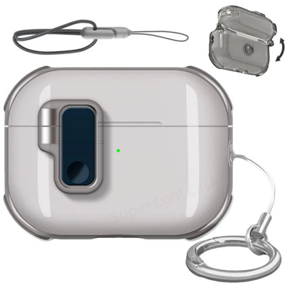 Earphone Case for AirPods Pro 3/Pro 2/4 with Secure Lock Soft TPU Transparent Protective Case with Lanyard for AirPods 4/Pro 3